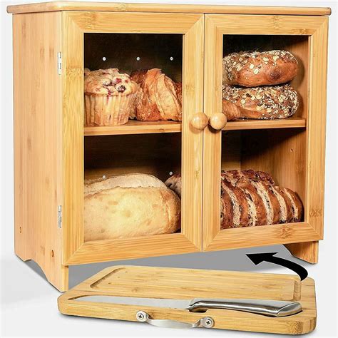 stainless steel and bamboo bread box|bread box storage ideas.